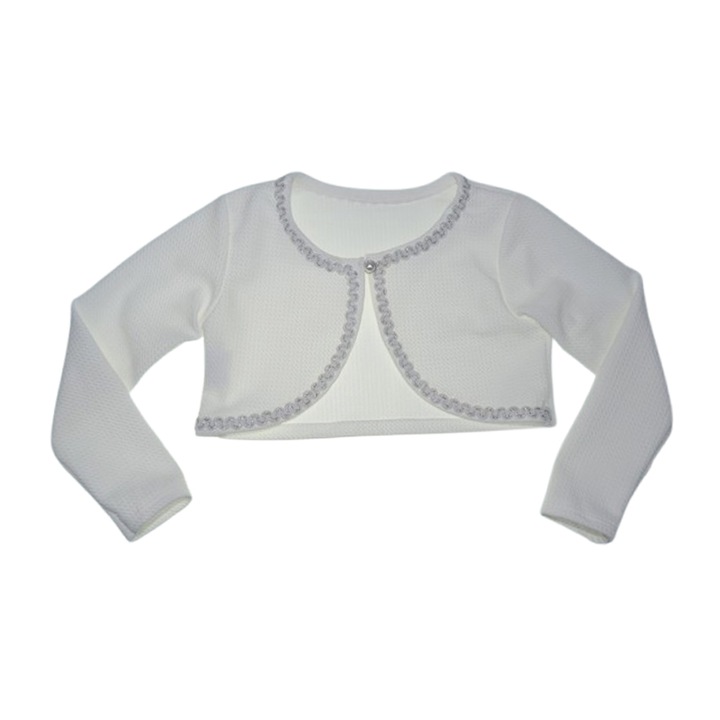 Bolero cu maneca lunga pentru fete, Mini Junior BL2417, Alb 120495