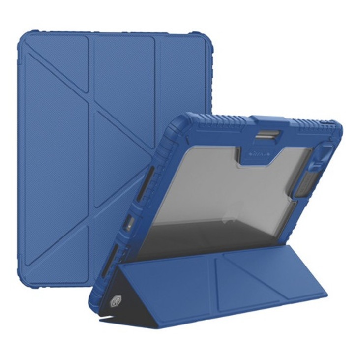 Nillkin bumper pro szilikon tabletvédő, aktív flip, ütésállóság, asztali tartó, sötétkék, kompatibilis: Apple IPAD Pro 11, 2025, / IPAD Pro 11, 2024