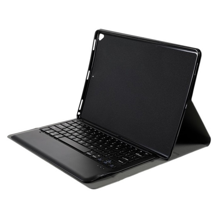 Gigapack tabletvédő álló, bőr hatású, flip, bluetooth billentyűzet, asztali tartó, qwerty, angol nyelvű, fekete, kompatibilis: Apple IPAD Pro 12.9, 2017, / IPAD Pro 12.9, 2015