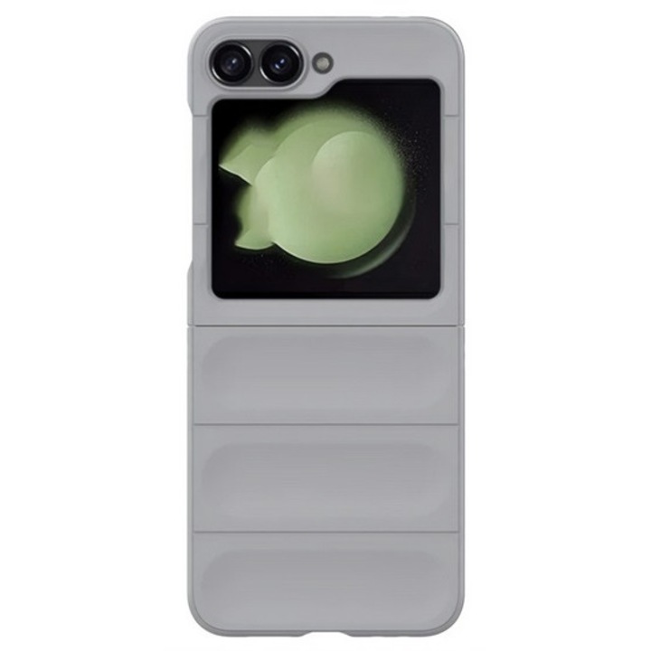 Gigapack műanyag mobiltelefon tok, ütésállóság, kameravédő, 3d, világosszürke, kompatibilis: Samsung Galaxy Z Flip7 FE, SM-F761, / Galaxy Z Flip6, SM-F741