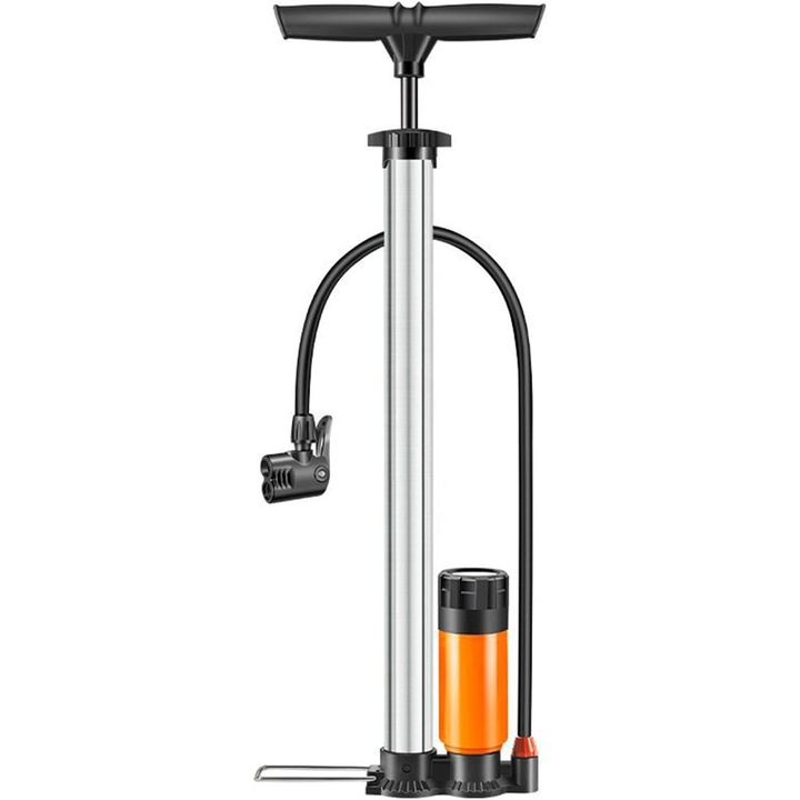 Велосипедна помпа с манометър - помпа за велосипедни гуми с вентили Schrader и Presta - високо налягане 160 Psi, помпа за под