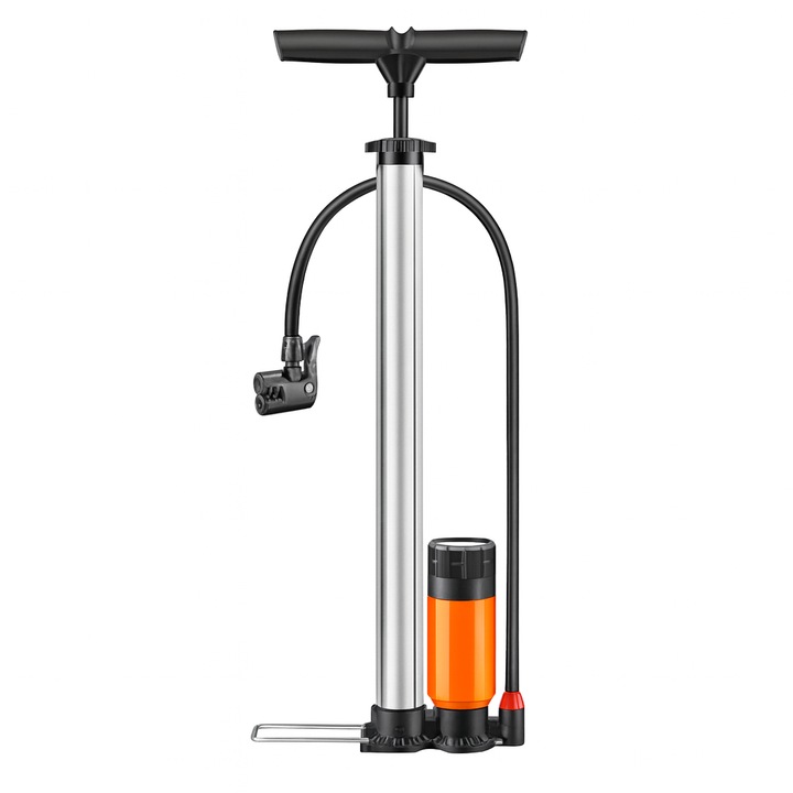 Pompa de Bicicleta cu Manometru HCT STYLE®, Compatibila cu Valve Schrader si Presta, Presiune Inalta 160 PSI, Pompa de Podea pentru Umflarea Anvelopelor