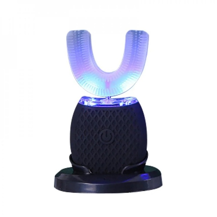 U alakú elektromos fogkefe, fehér, szilikon, vezeték nélküli töltés, IPX7 vízállóság, komplett készlet