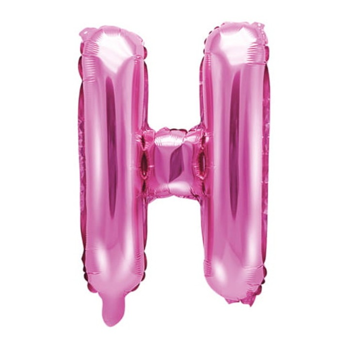 Fólia lufi H betű, PartyDeco, ciemno rozowy, 35 cm