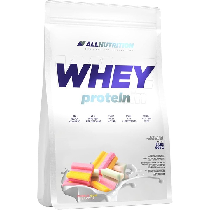 Хранителна добавка Allnutrition, Whey Protein - Суроватъчен Протеин 908g Дъвка