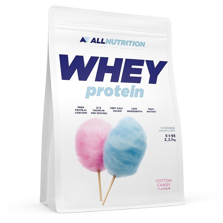 Хранителна добавка Allnutrition, Whey Protein - Суроватъчен Протеин 908g Захарен памук