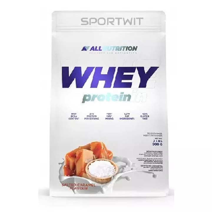 Хранителна добавка Allnutrition, Whey Protein - Суроватъчен Протеин 2.270kg Солен карамел
