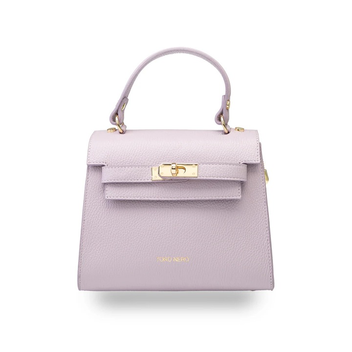 Női kézitáska természetes bőrből, lila, Roxana