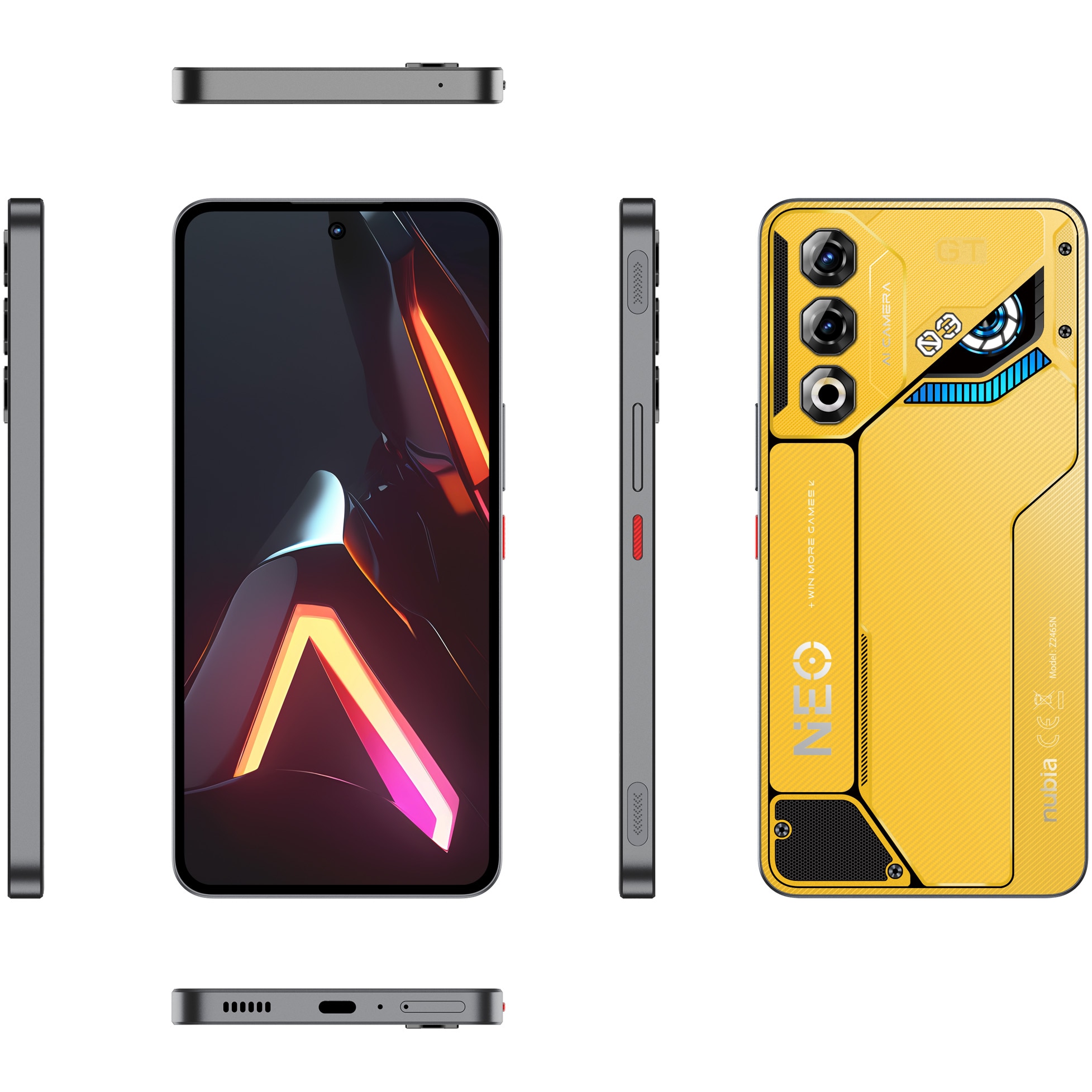 RESIGILAT: Telefon mobil ZTE nubia NEO 3GT, Dual SIM, 12GB, 256GB, 5G, Yellow