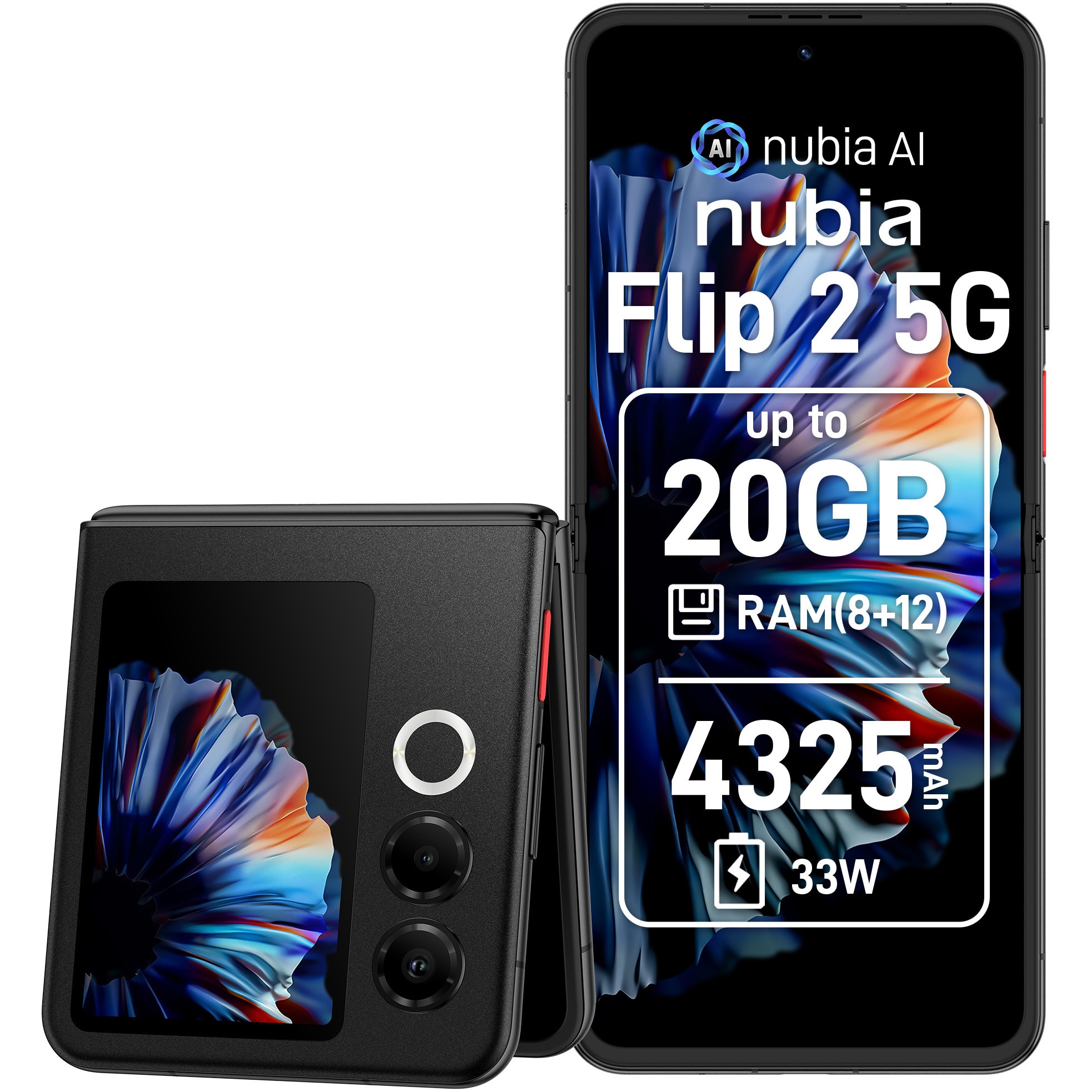 Telefon mobil ZTE nubia Flip 2, Dual SIM, 8GB, 256GB, 5G, Black