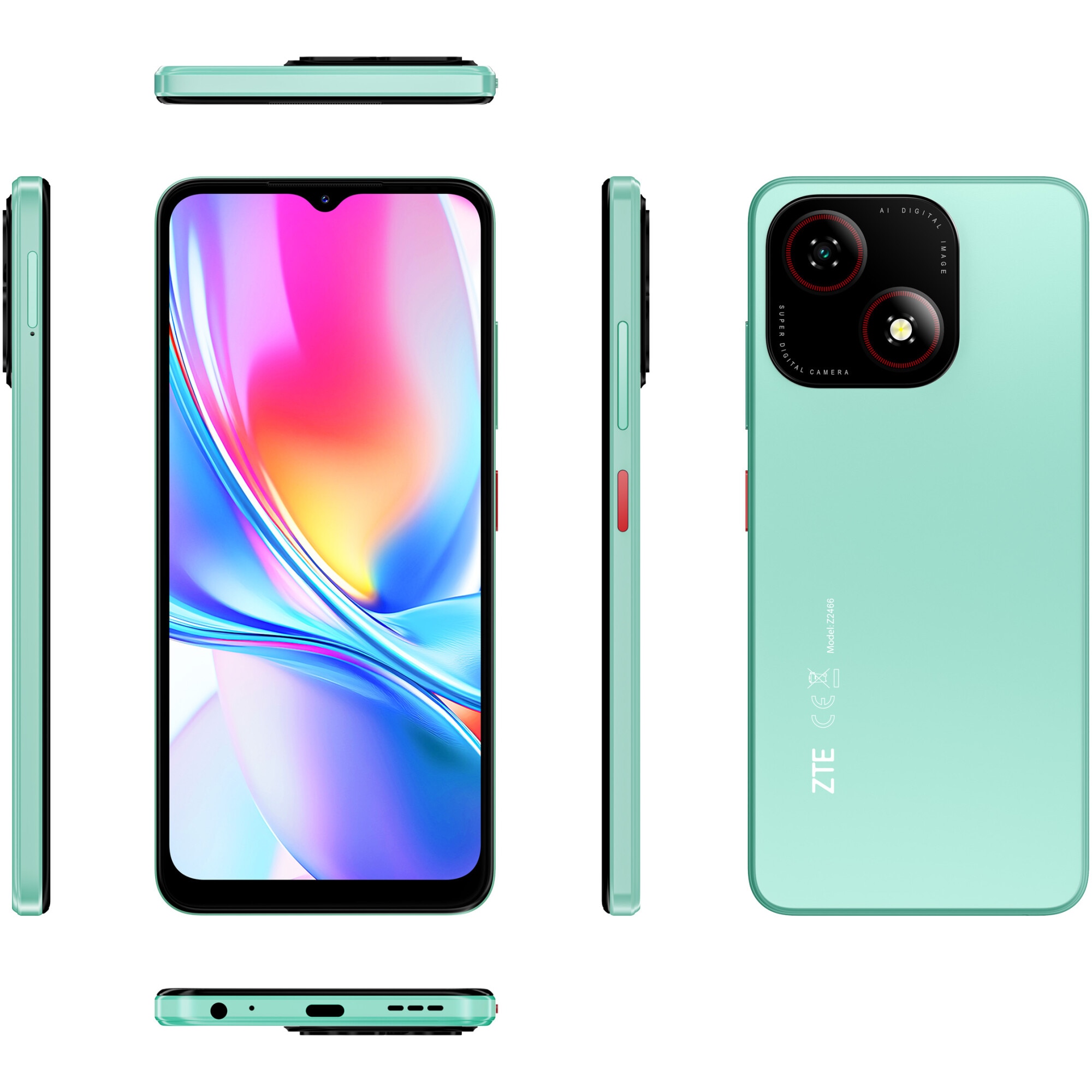 Telefon mobil ZTE Blade A35e, Dual SIM, 2GB, 64GB, 4G, Verde
