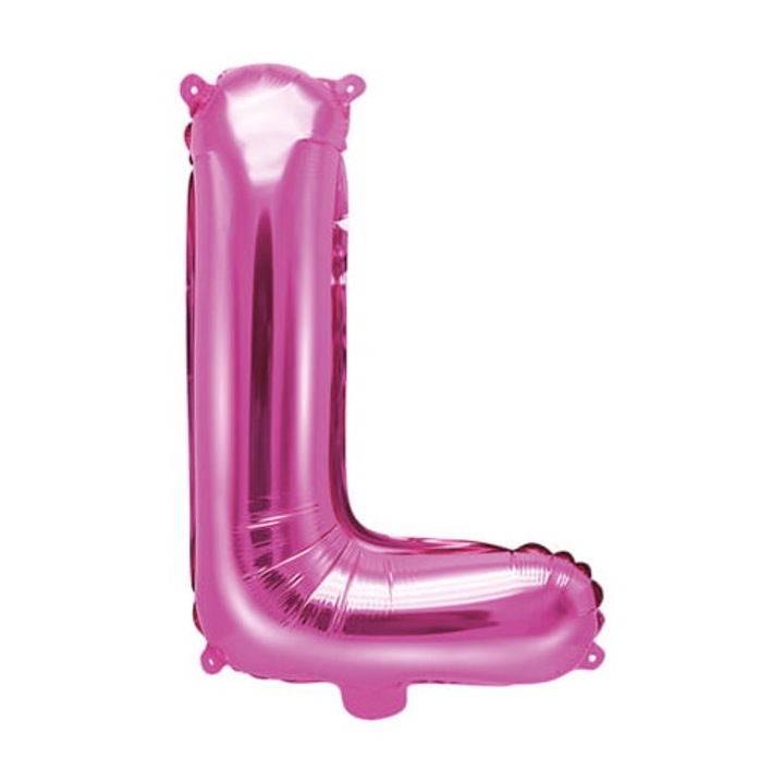Fólia lufi "L" betű, PartyDeco, ciemno rozowy, 35 cm