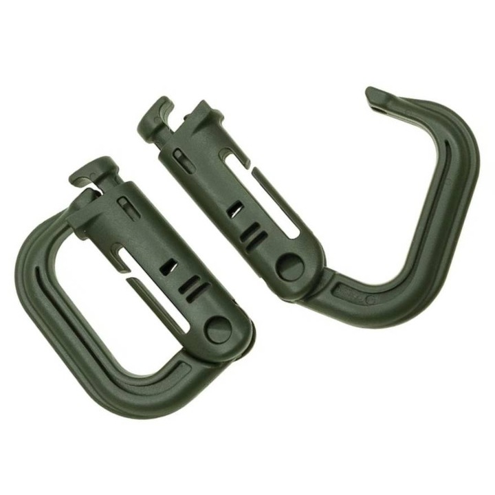 Set 2 bucati Carabina,5.5x4x1cm, Material plastic, reduce efectiv sarcina, reduce efortul fizic, Evitarea conducerii curentului, reducerea riscului de accidente, cu o anumita flexibilitate, mai verde