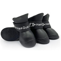 Bocanci de ploaie pentru caini, set 4 bucati, impermeabil, negru, L, Potrivit pentru caini de talie mica, potrivit pentru toate anotimpurile, material excelent si durabil, Pantofi din silicon pentru animale de companie, rezistent la uzura, Antiderapant