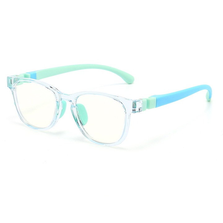 Ochelari de protectie electronica pentru copii - Model nou YKF8509, cu lentile albastre transparente, blocare raze albastre, rama TR si nasher din silicon, ideal pentru utilizarea la telefon/calculator，