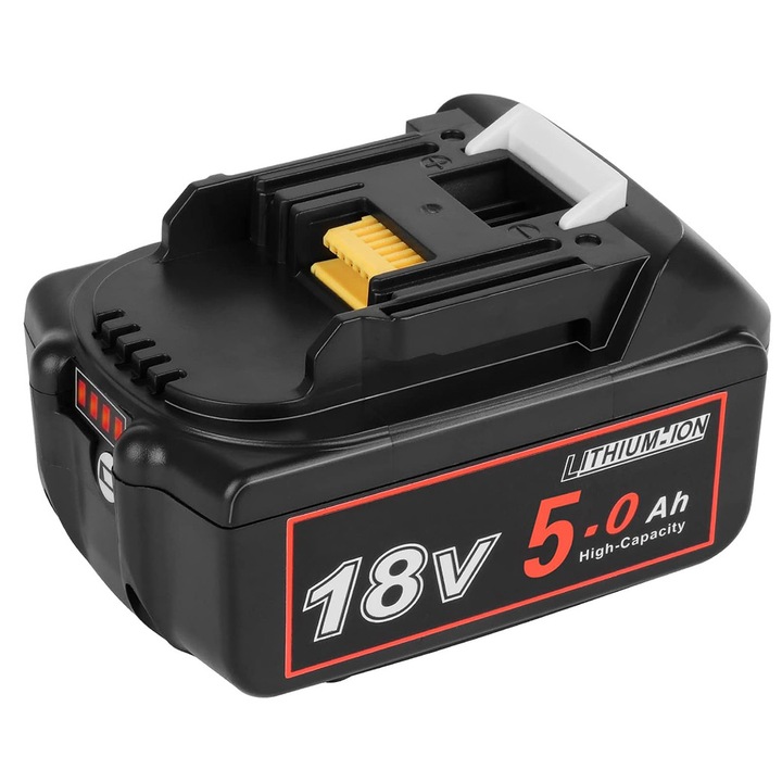 Литиево-йонна батерия, 18V 5Ah, за Makita BL1860B BL1850 BL1855 BL1840 BL1830 BL1835 BL1820B BL1815, Поддържа зарядни устройства DC18RC, DC18RA, DC18SD, с LED индикатор, Черна