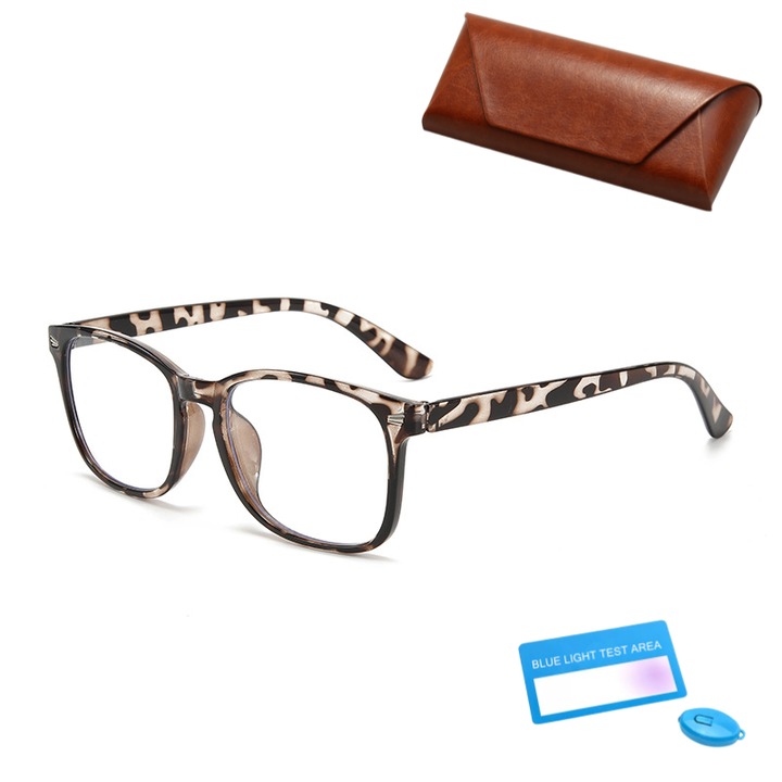 Ochelari de protectie pentru ecran, fara dioptrii, design vintage cu imprimeu animal, cu carcasa pliabila premium, filtru de lumina albastra, unisex, protectie termoplastica pentru computer +0, 00 baieti, Termoplastic Protectie calculator +0.00 Baieti