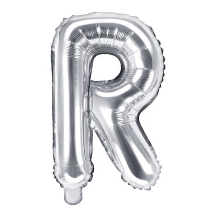 Фолиев балон буква R, PartyDeco, сребрист, 35 см