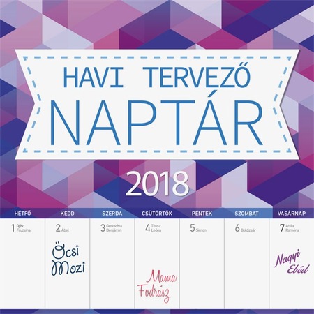 Fali Naptar Kozepes Lemeznaptar Havi Tervezo Naptar 18x18cm 2018 Emag Hu