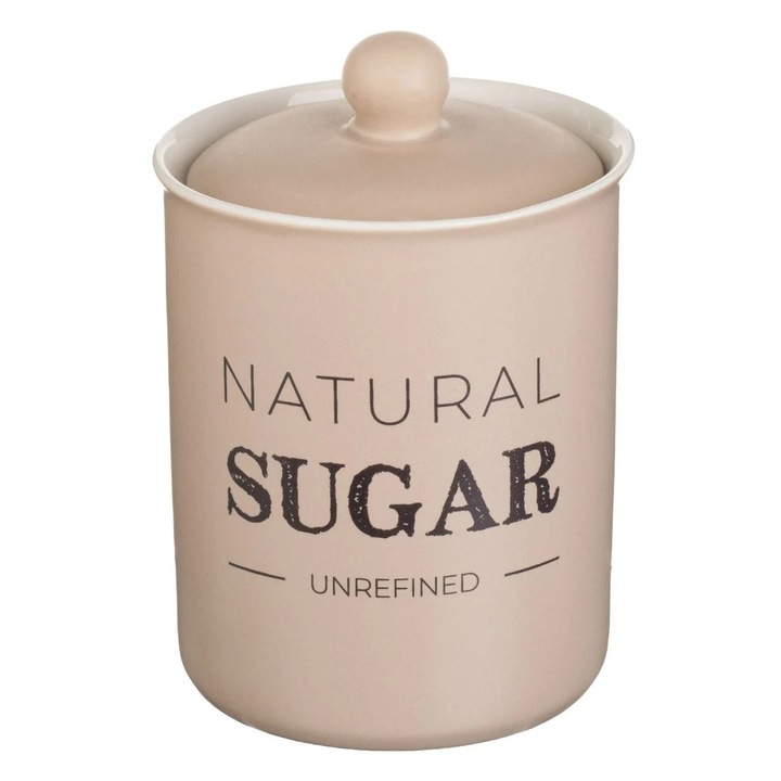 Recipient ceramic ecru cu capac "sugar" 750ml
