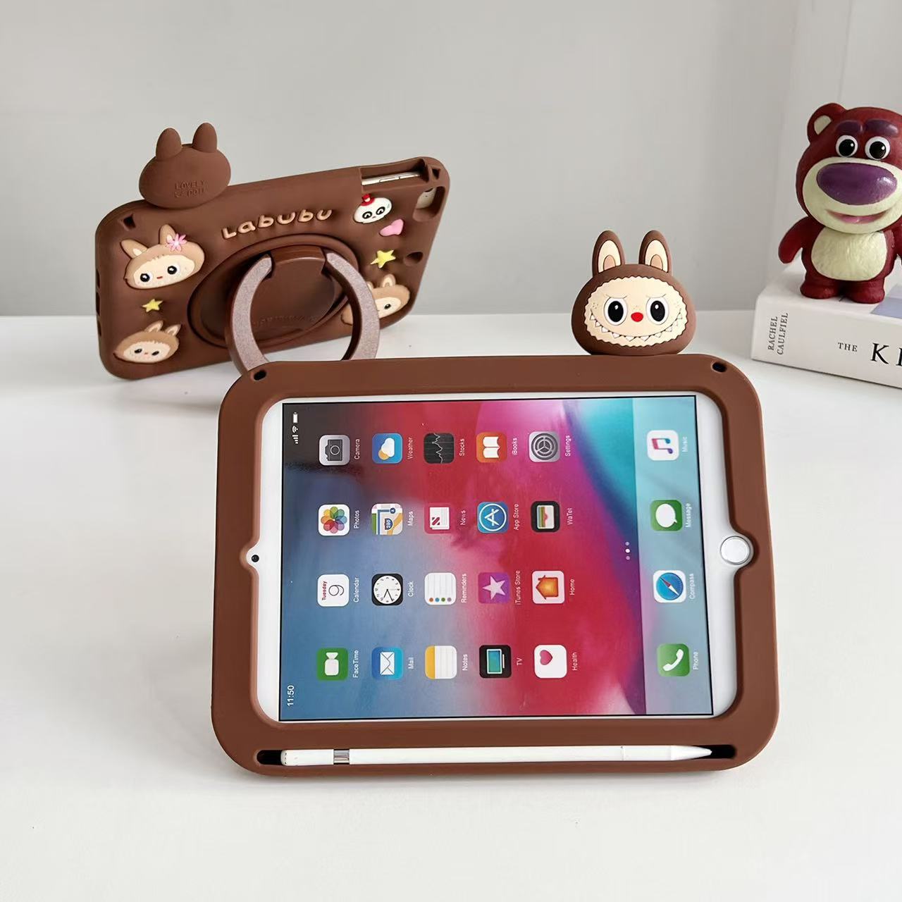 Husa protectie tableta, Compatibil cu Apple ipad air4 / air5 generation, husa moale din silicon anti-stres cu suport rotativ / suport pentru creion / curea de umar / stilou pentru tableta de 10, 9 inchi si 11 inchi (labubu)