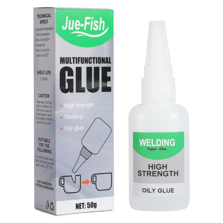 Маслено лепило с висока якост за заваряване Jue-Fish - 50 грама керамично лепило за ремонт на порцелан и керамика, водоустойчиво, без мирис, термоустойчиво, за обувки, метал, пластмаса, дърво, кожа, стъкло, "Направи си сам"