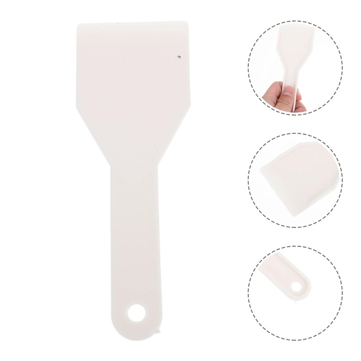 Racleta pentru dezghetat congelator ZYBLSSBB, din plastic dur, margine rotunjita pentru protectie, alb, 15,5 x 5,5 x 0,3 cm