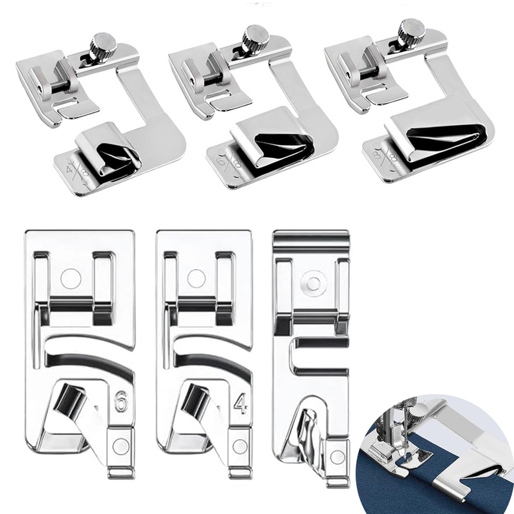 Picioare pentru tiv, TREXORA, 6 piese, 3 picioare late (4/8", 6/8", 8/8") si 3 picioare inguste (3mm, 4mm, 6mm), argintiu