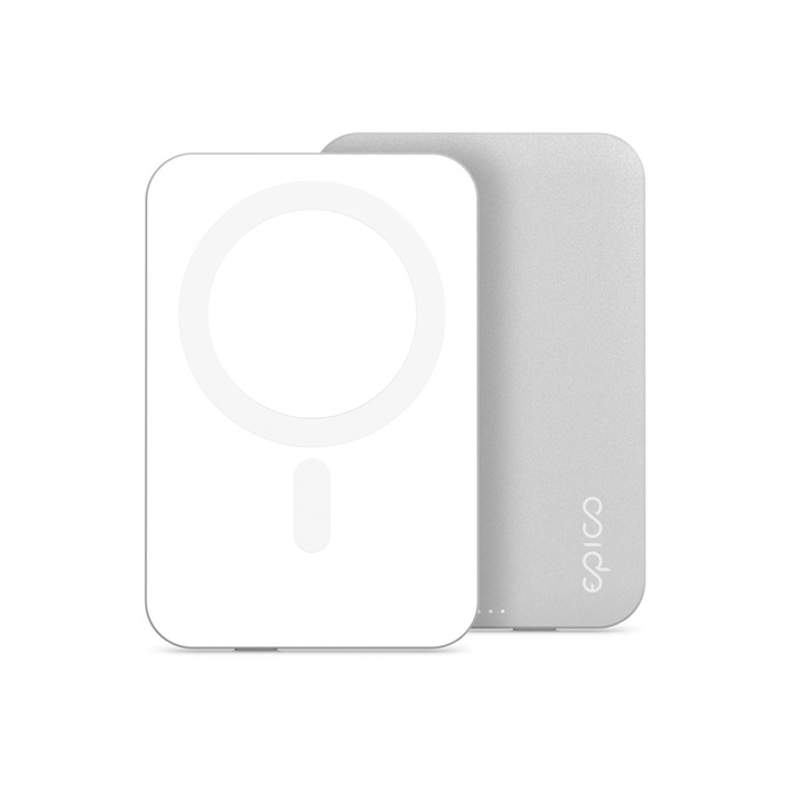 EPICO – 5000mAh mágneses (MagSafe kompatibilis) vezeték nélküli powerbank – ezüst