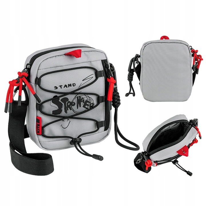 Geanta crossbody Kite pentru copii, gri inchis, 1L, curea reglabila, buzunare multiple – geanta urbana comoda si practica