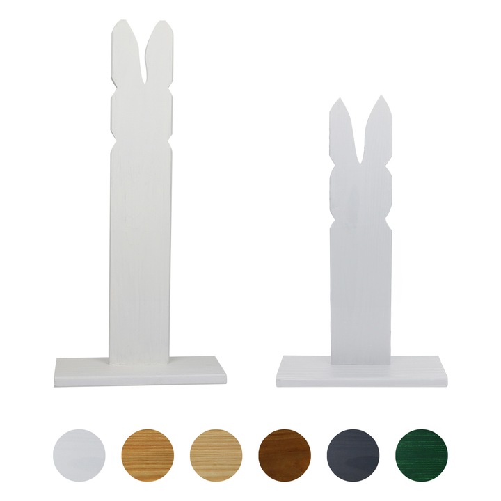 2 buc. Iepuras decorativ din lemn Primavara DIY – Alb, inaltime 40/50 cm