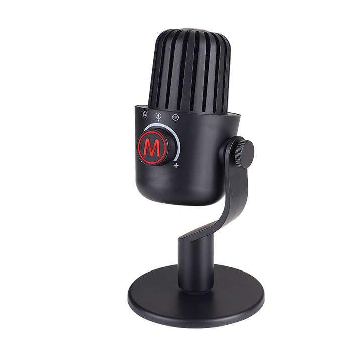 Микрофон, кардиоиден, съотношение сигнал/шум 85dB, интелигентно шумопотискане, HD качество на звука, USB интерфейс, 3.5 мм аудио жак, подходящ за игри, предавания на живо от компютър, конференции, запис, plug and play, черен