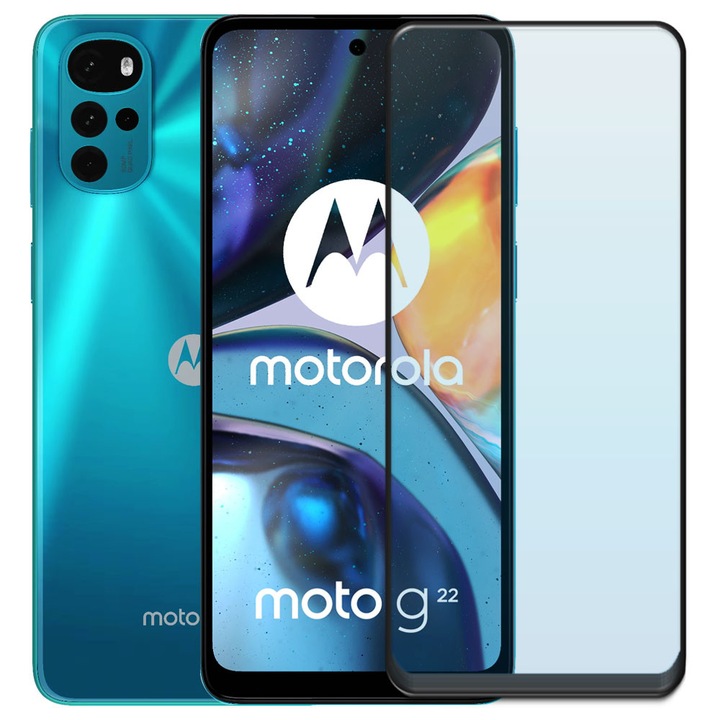 Folie din sticla securizata pentru Motorola Moto G22, HAMSTERBOX Glass Shield, Protectie completa ecran, Full face, Aplicare rapida, Case Friendly, Transparenta