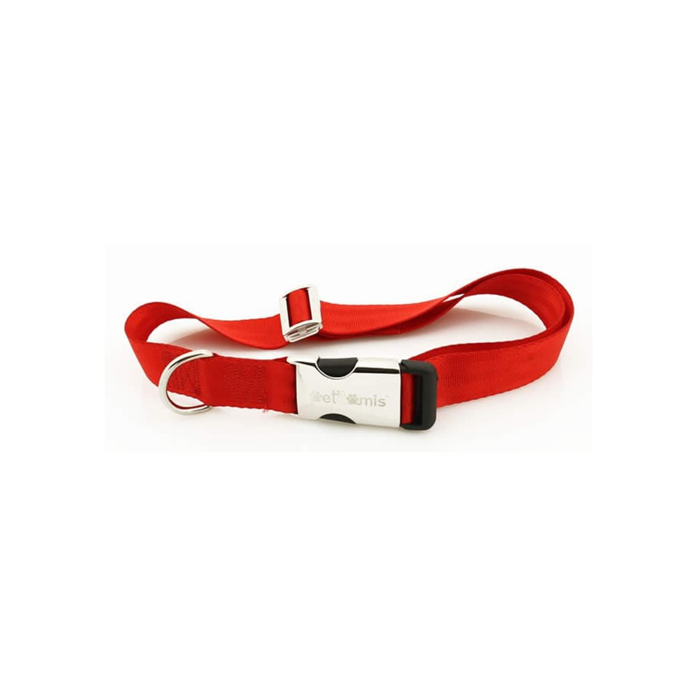 Zgarda nylon Petit Amis - rosu - reglabila - 2 cm x 34-55 cm