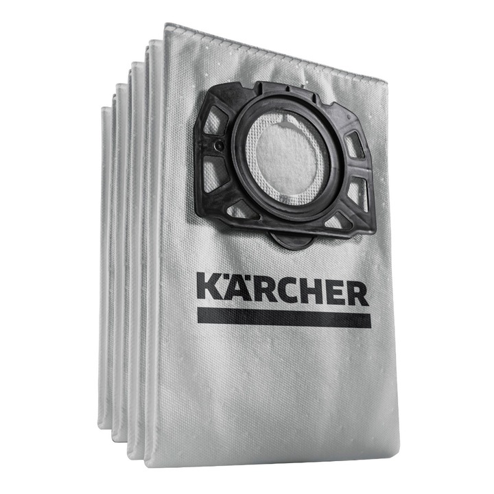 Set 4 saci aspirator Karcher WD4 / WD5 / WD6, material fleece, 26.5 x 18.5 x 6.8 cm, gri
