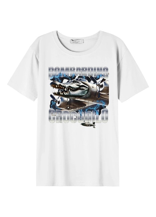 Bombardino Crocodilo polo, feher, Fehér