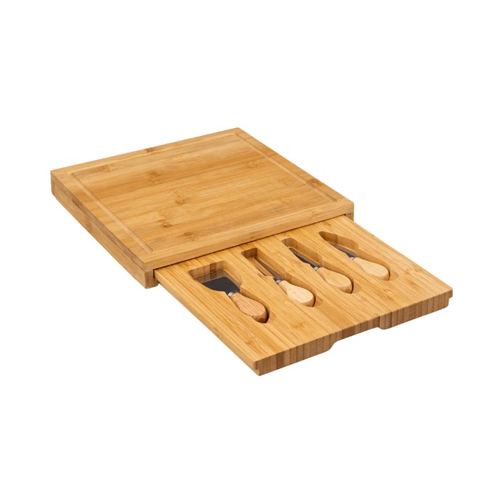 Set 4 cutite servire branzeturi Andrieu, bambus, 30 x 30 cm