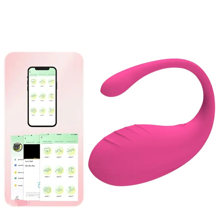 Vibrator cu vibratii multiple, baterie reincarcabila 180 mAh, 90x32 mm, cu functie aplicatie, rosu