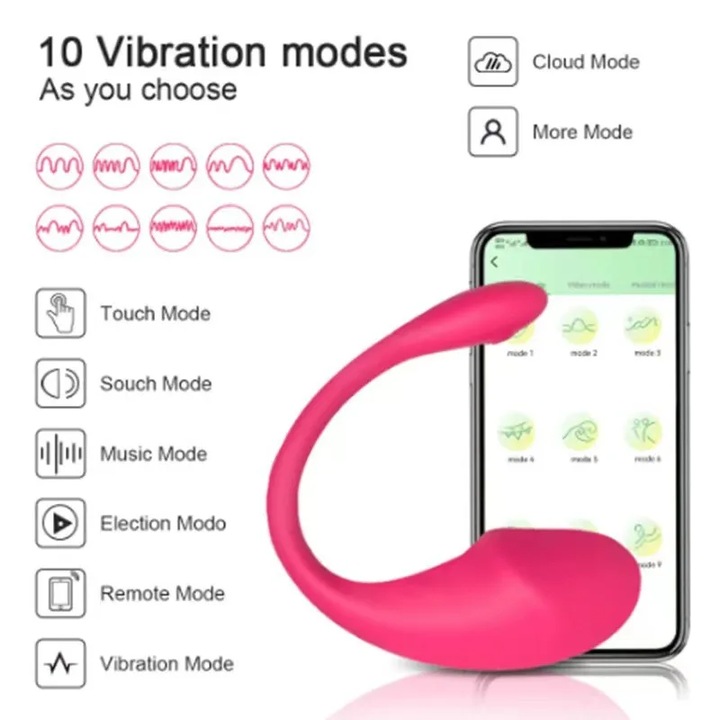Смарт вибратор Valoria®, 10 вибрации, Стимулация на клитора и G-точката, Приложение и гласово управление, Водоустойчив, Безжичен, 2 часа живот на батерията, Кадифен силикон, 9.6 см, Ултра тих, Розов