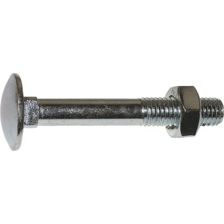 Suruburi metrice cu cap bombat torbant si piulita Dresselhaus 5x30 mm DIN603 otel zincat, 100 bucati