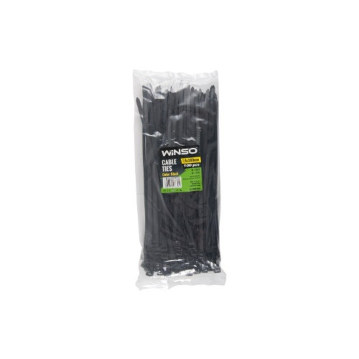 Coliere plastic 7, 6x300 Negru - Set 100 buc, Winso 276300