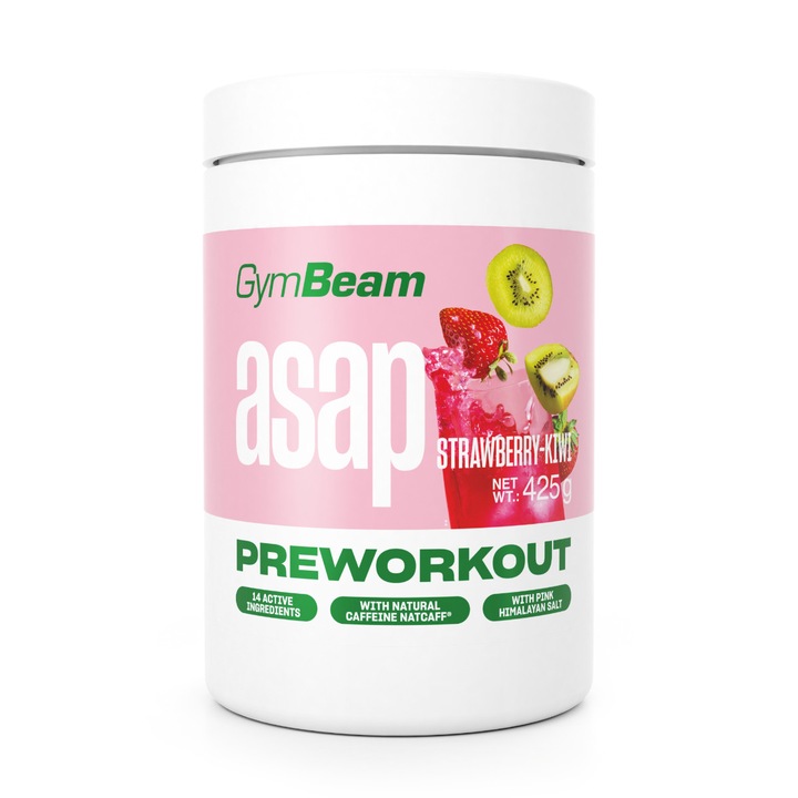 Pre workout ASAP, GymBeam, 425 g, strawberry-kiwi