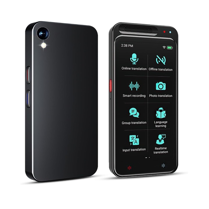 Okos hordozható fordító, 4.1", 5MP HD kamera, offline fordítás, fekete