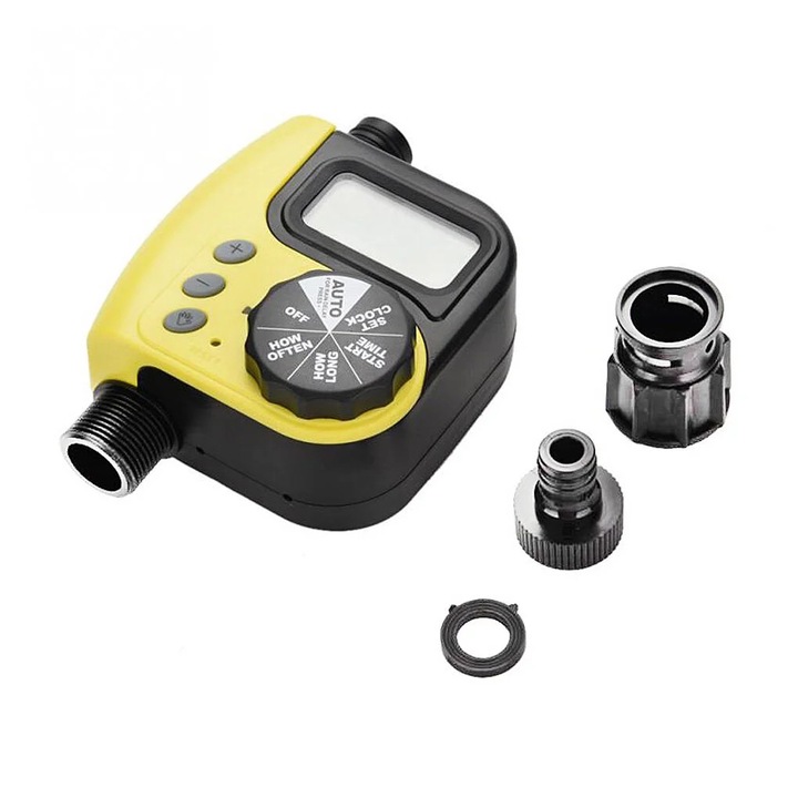 Цифров таймер за пръскачка, жълт, 19.5x10x5 см, с филтър, комплект