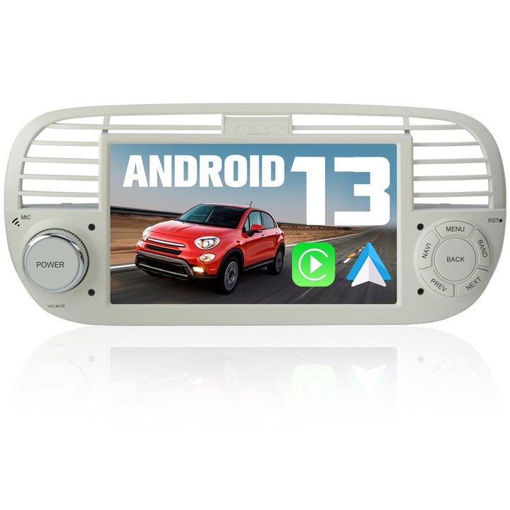 Navigatie pentru Fiat 500 2007-2015, AWESAFE, Android 13, 2G+32G, ecran tactil de 7 inch, Carplay, Android Auto, navigatie GPS, Bluetooth, Wifi, control pe volan, USB, SD, radio FM