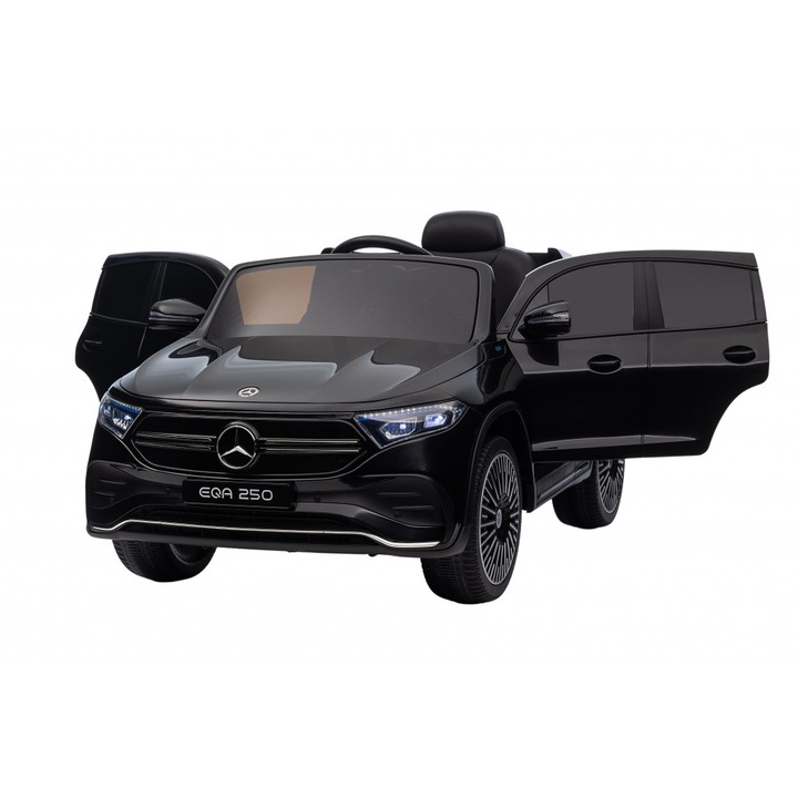 Masinuta electrica pentru copii cu licenta Mercedes Benz EQA Black, telecomanda 2.4G, motoare 2x35w, faruri si stopuri cu LED, deschidere usi, slow start, sistem troller