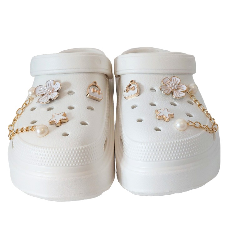 Saboti Dama Premium, Elegance Line, Spuma EVA, Talpa Groasa, Moi si Confortabili, Alb, 40