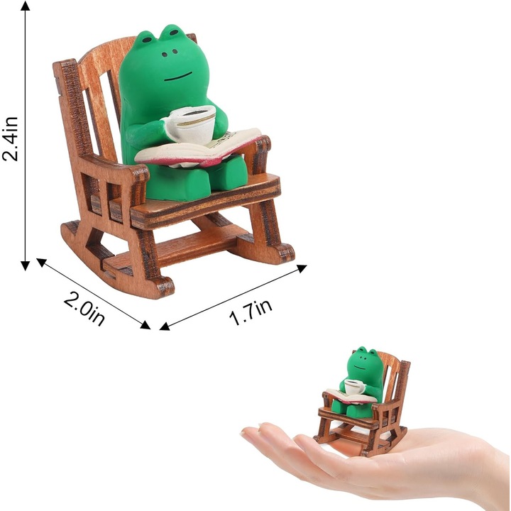 Figurine mini broasca, set accesorii decorative, multicolor, 10x10cm