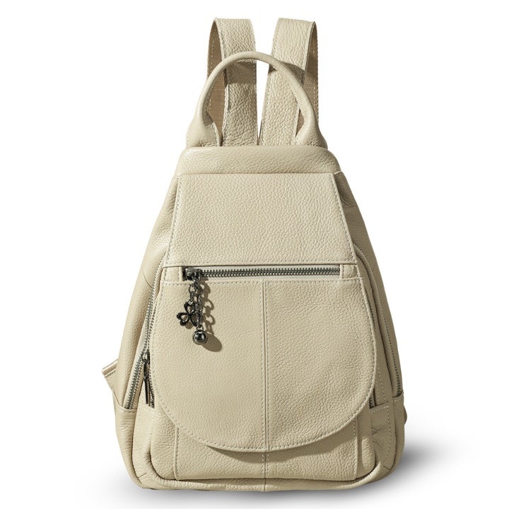 Rucsac dama din piele naturala, BUSY LDY & GTM® Clara, Bej