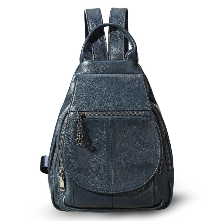 Rucsac dama din piele naturala, BUSY LDY & GTM® Clara, Bluemarin